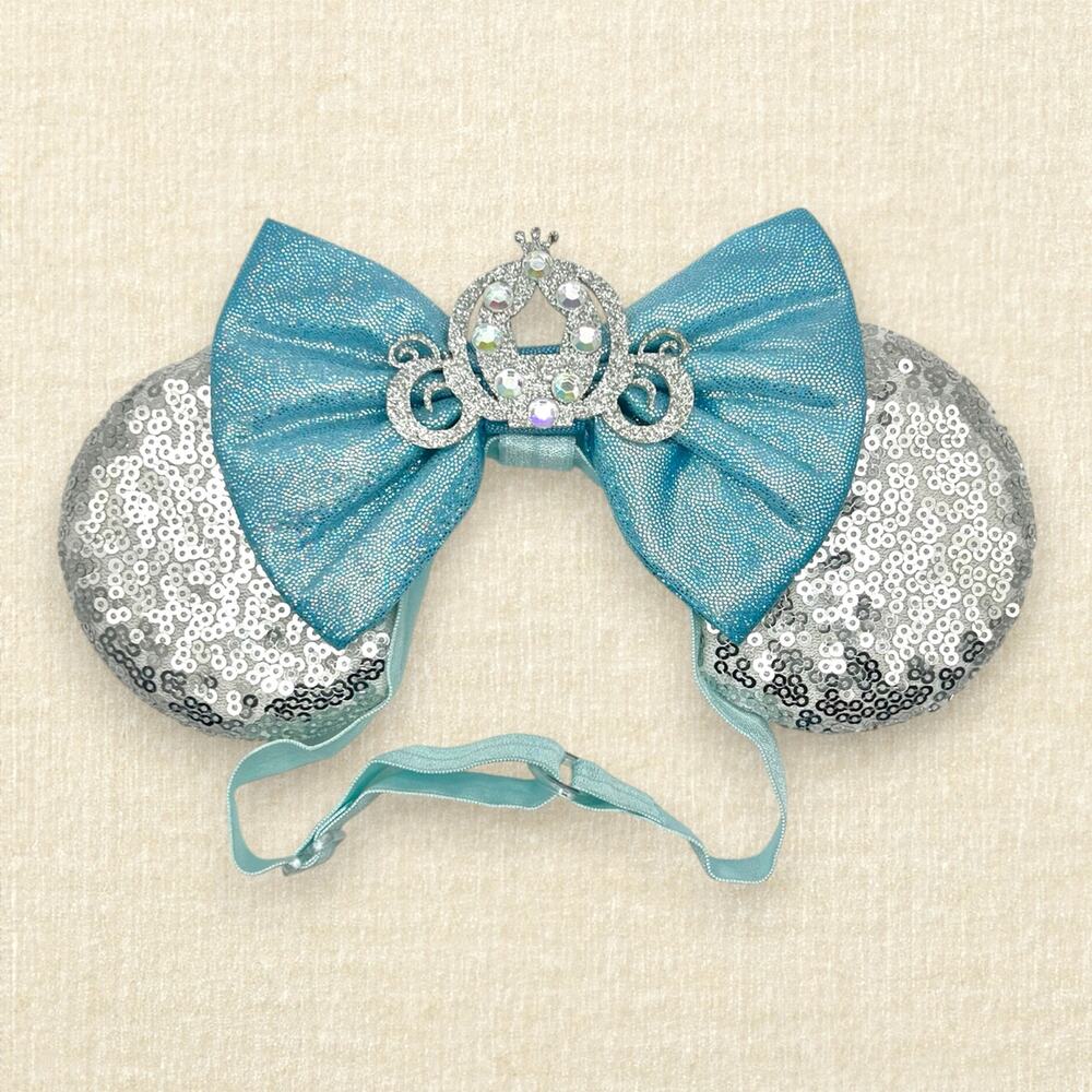 Elastic Silver Cinderella's Carriage Minnie Ears | Disney-Inspired Mouse Ears
